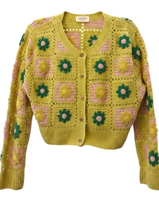 new in Sweaters - Crochet Cardigan- Floral-Size Large- Like New- $98 Retail